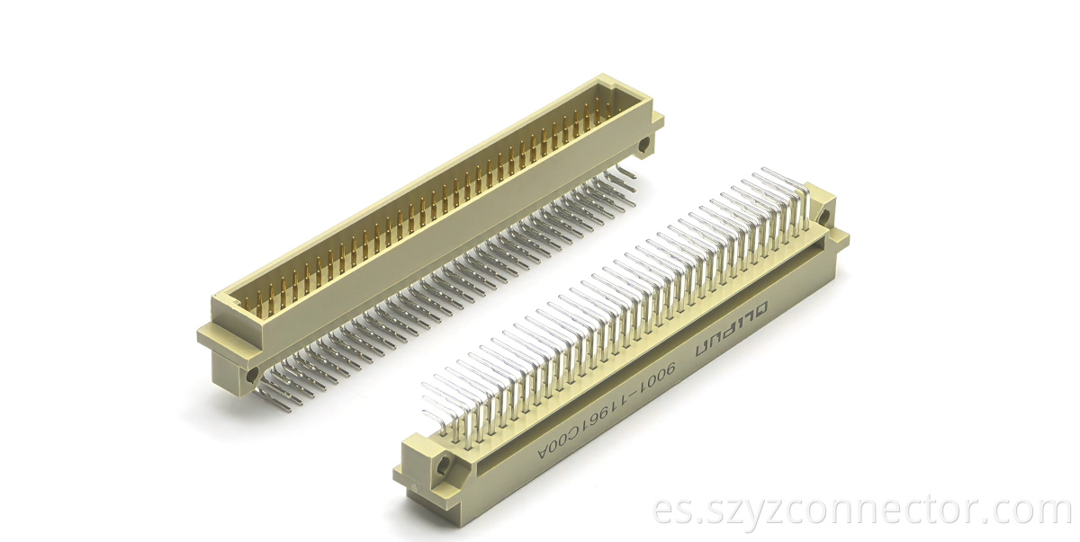 Conector Din 41612 de tres filas macho de ángulo recto 3*32P Din 41612 Connector Three Row Right Angle Male 3*32P